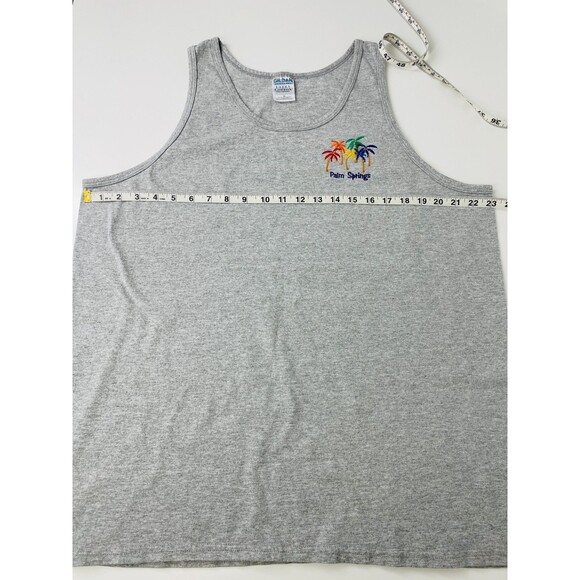 Palm Springs Tank Top Mens XL Gray Tank Top Embroidered Palm Springs Palm Trees - Picture 5 of 8